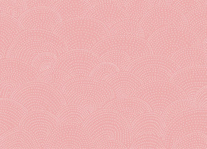 white polka dots on rose pink wallpaper
