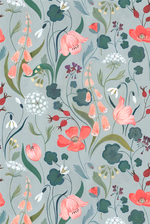 whimsical wildflower wall mural