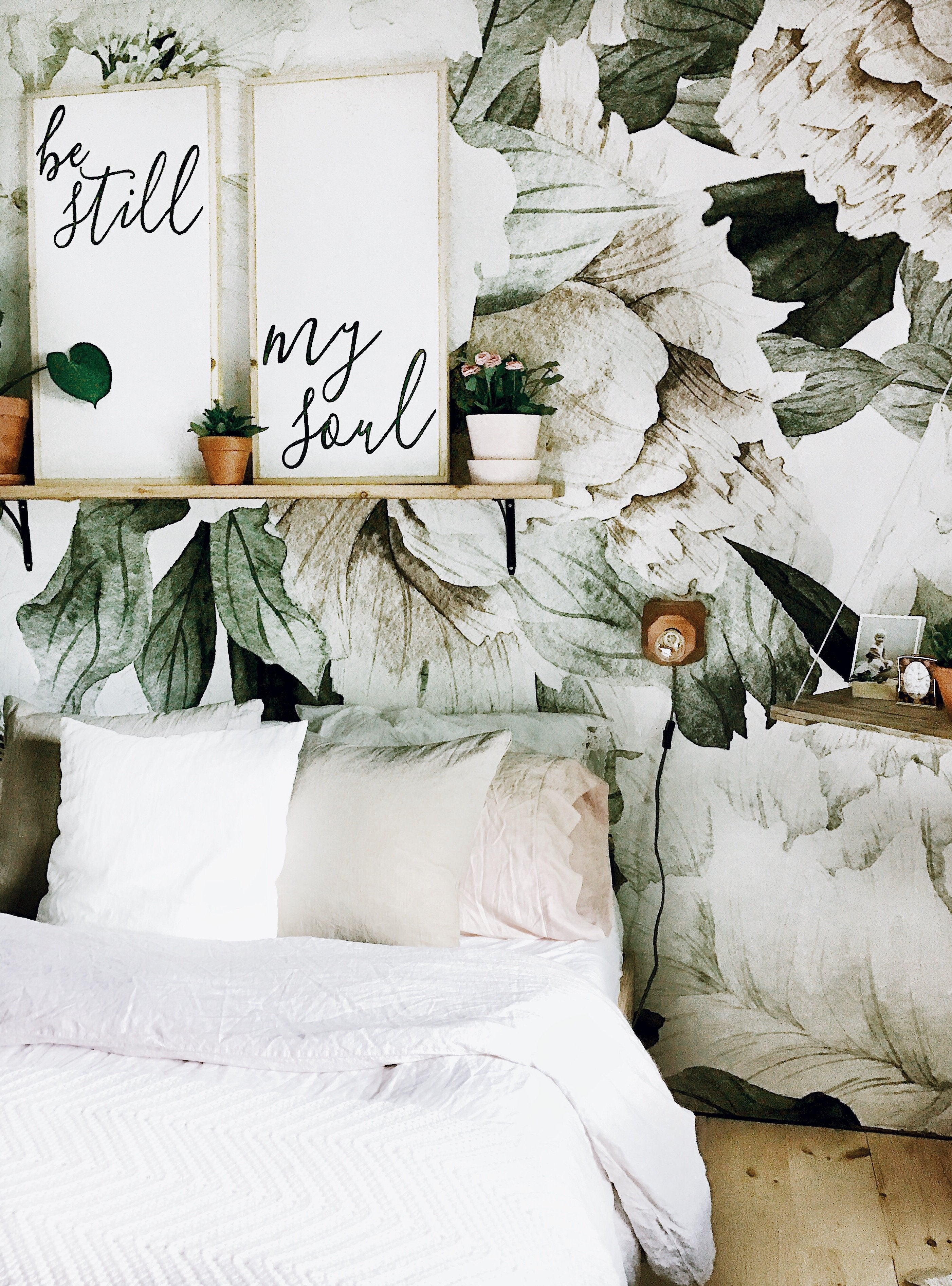 green and blush wall art