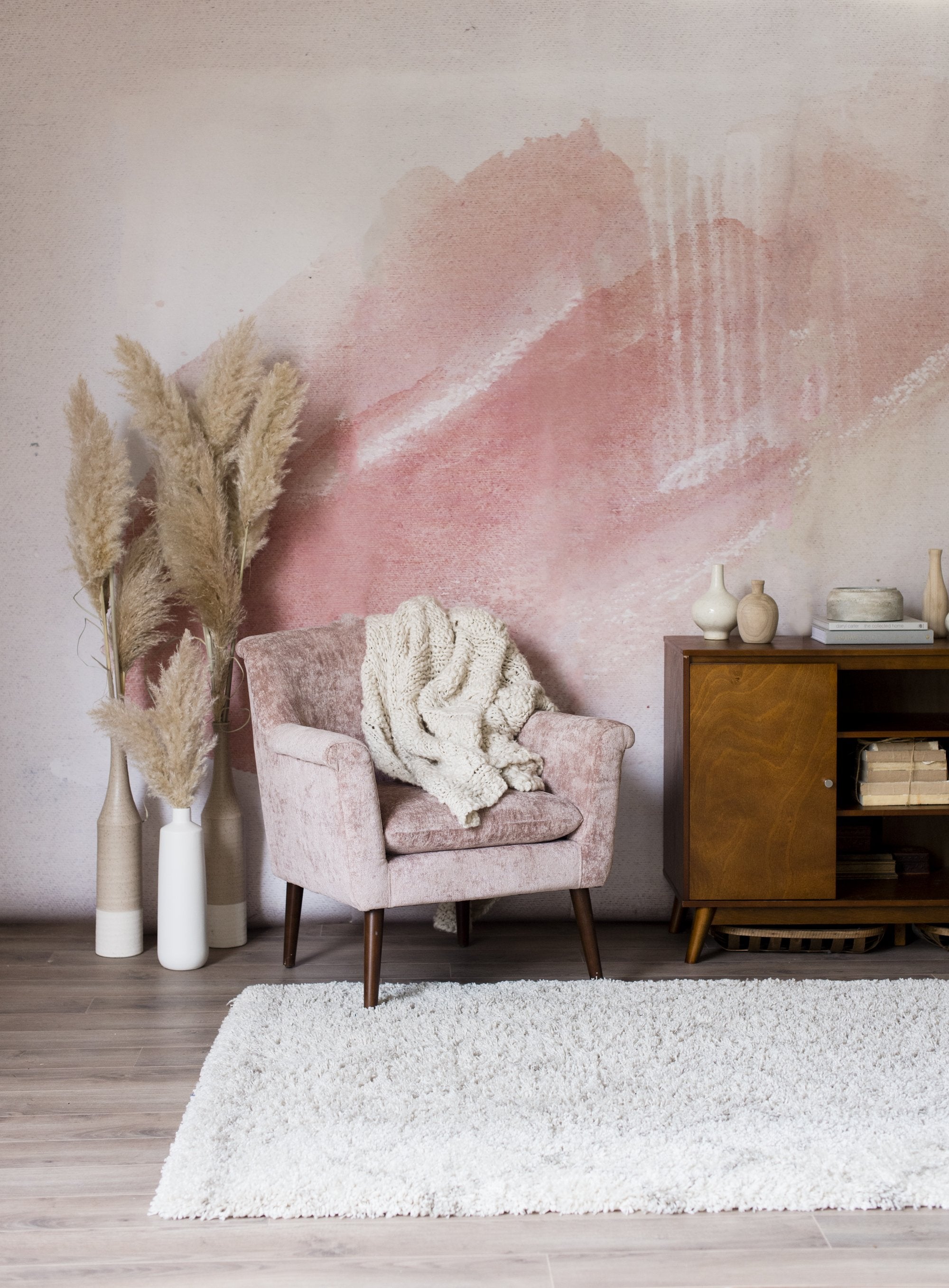 camella pink mural