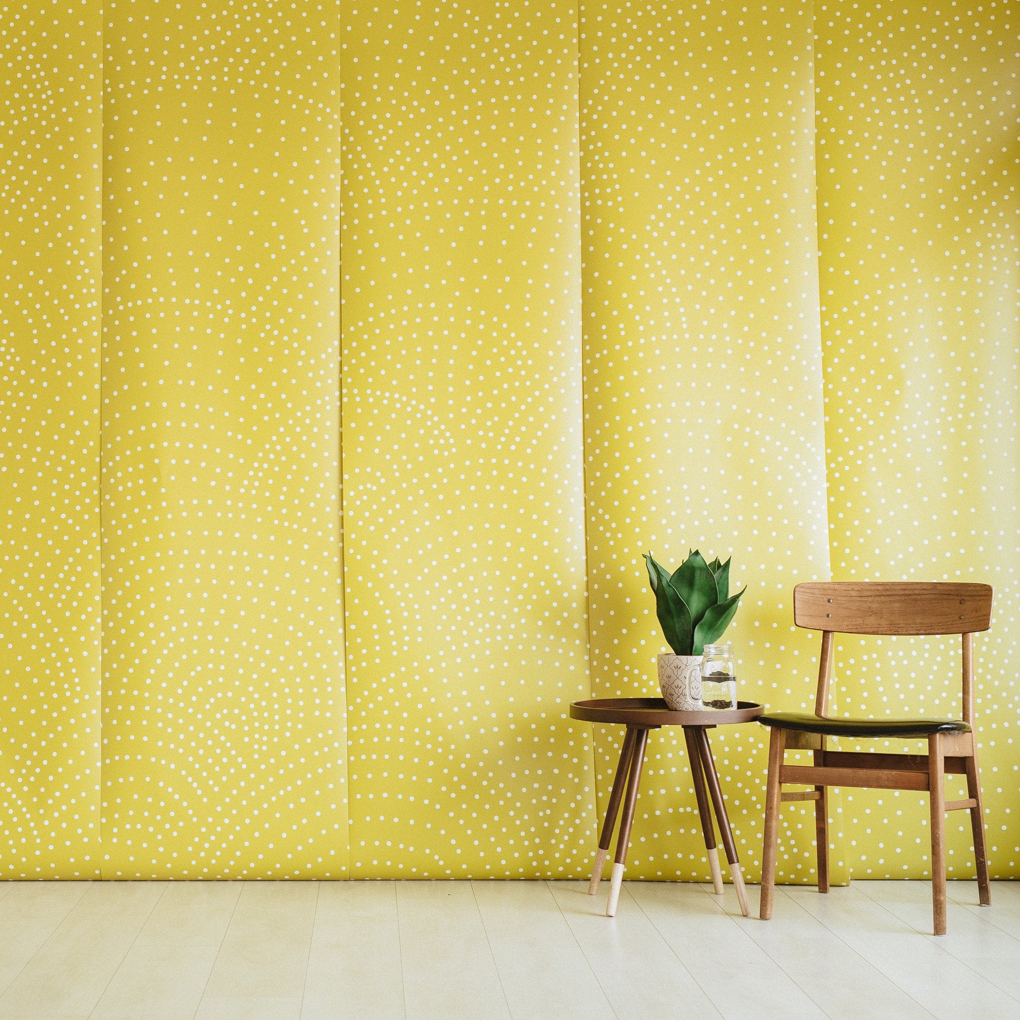 yellow polka dot mural