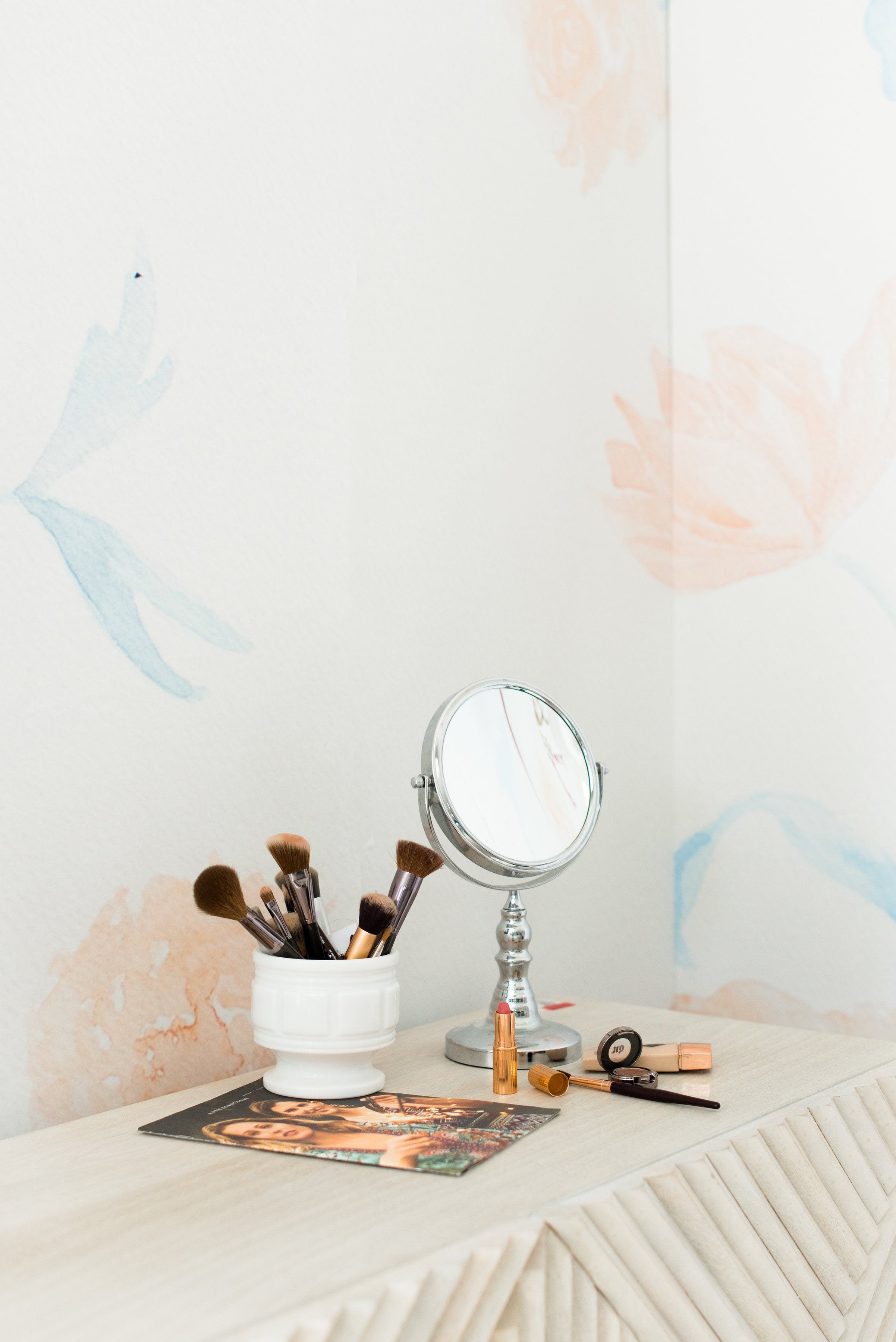 soft orange and blue mural
