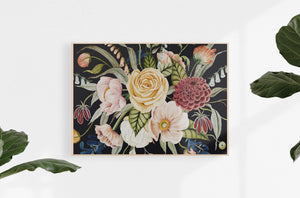 canvas dark floral print