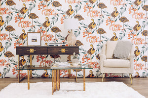 flamingo wall mural