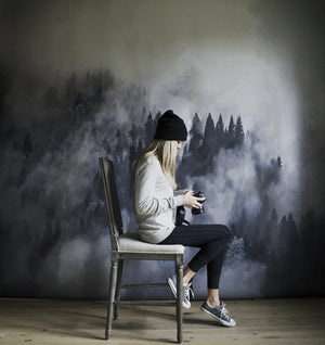 foggy hills wallpaper mural
