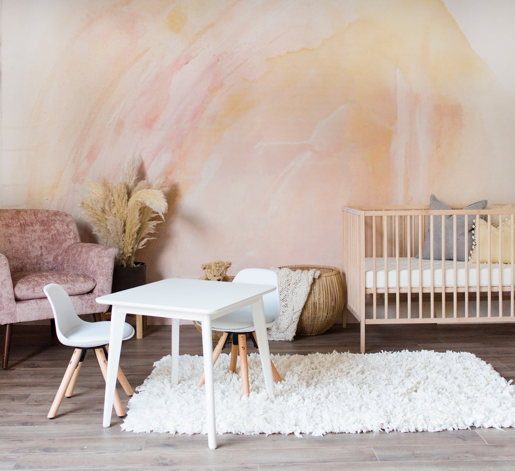 orange pink abstract mural