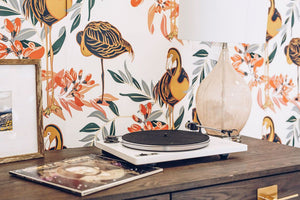 floral and flamingo print