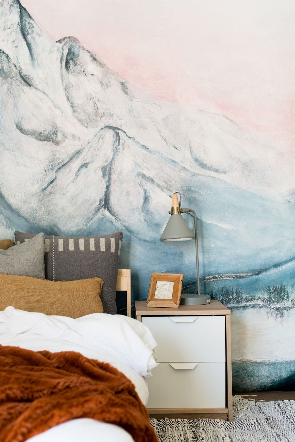 snowy mountain mural