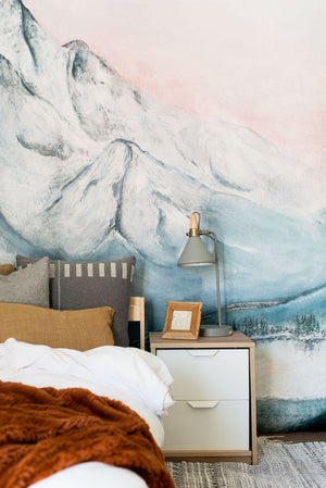 snowy mountain mural