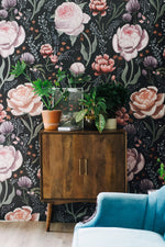 black and pink evening rose wallpaper