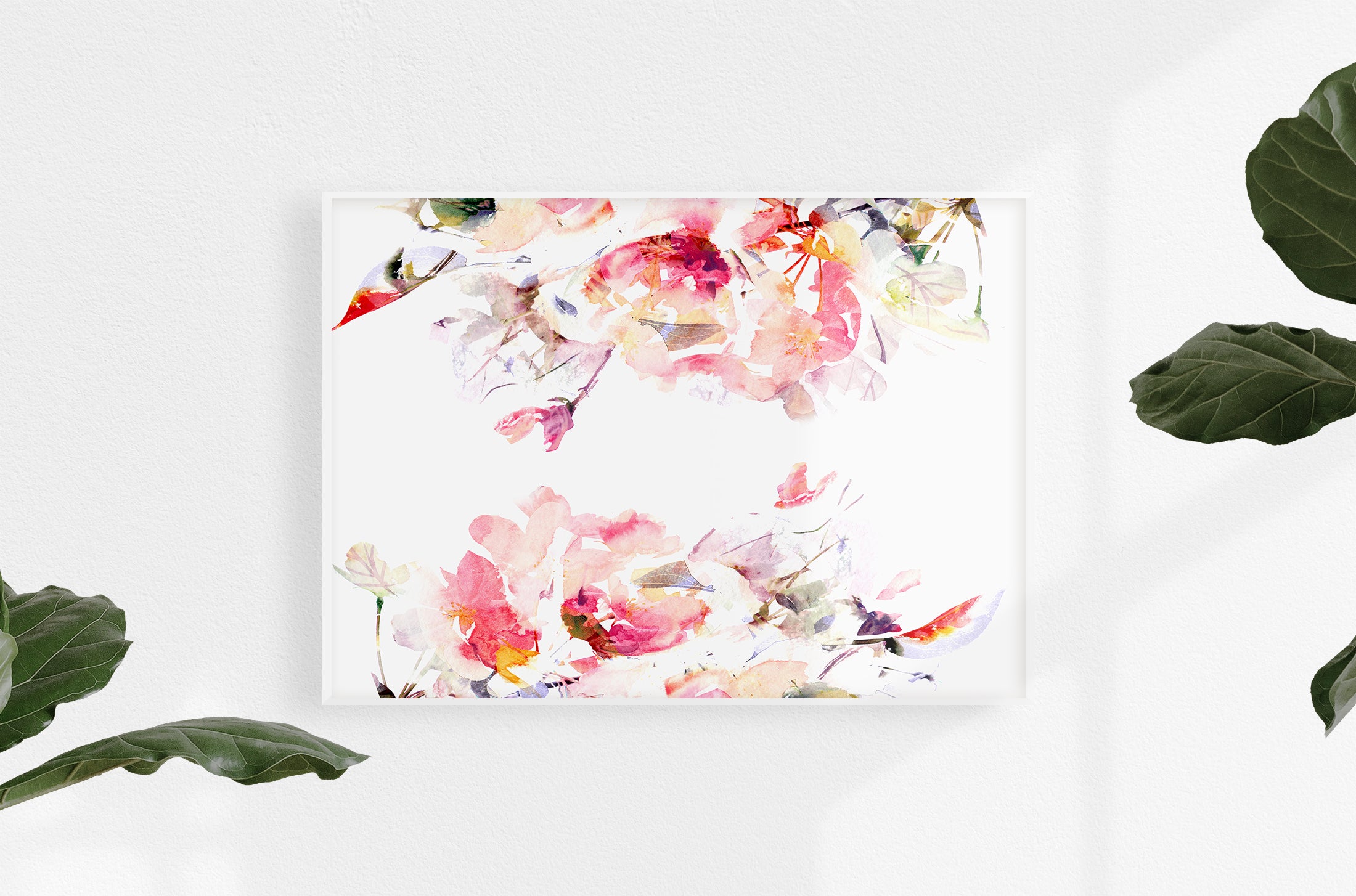 pink floral art print