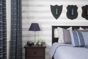 grey and white striped wallpaper