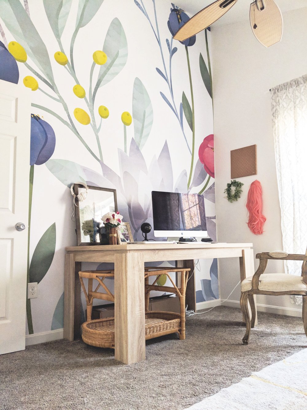 floral and succulent design mural