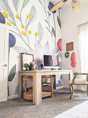 floral and succulent design mural