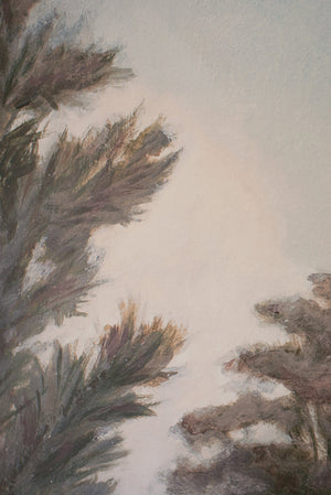 vintage handpainted trees mural