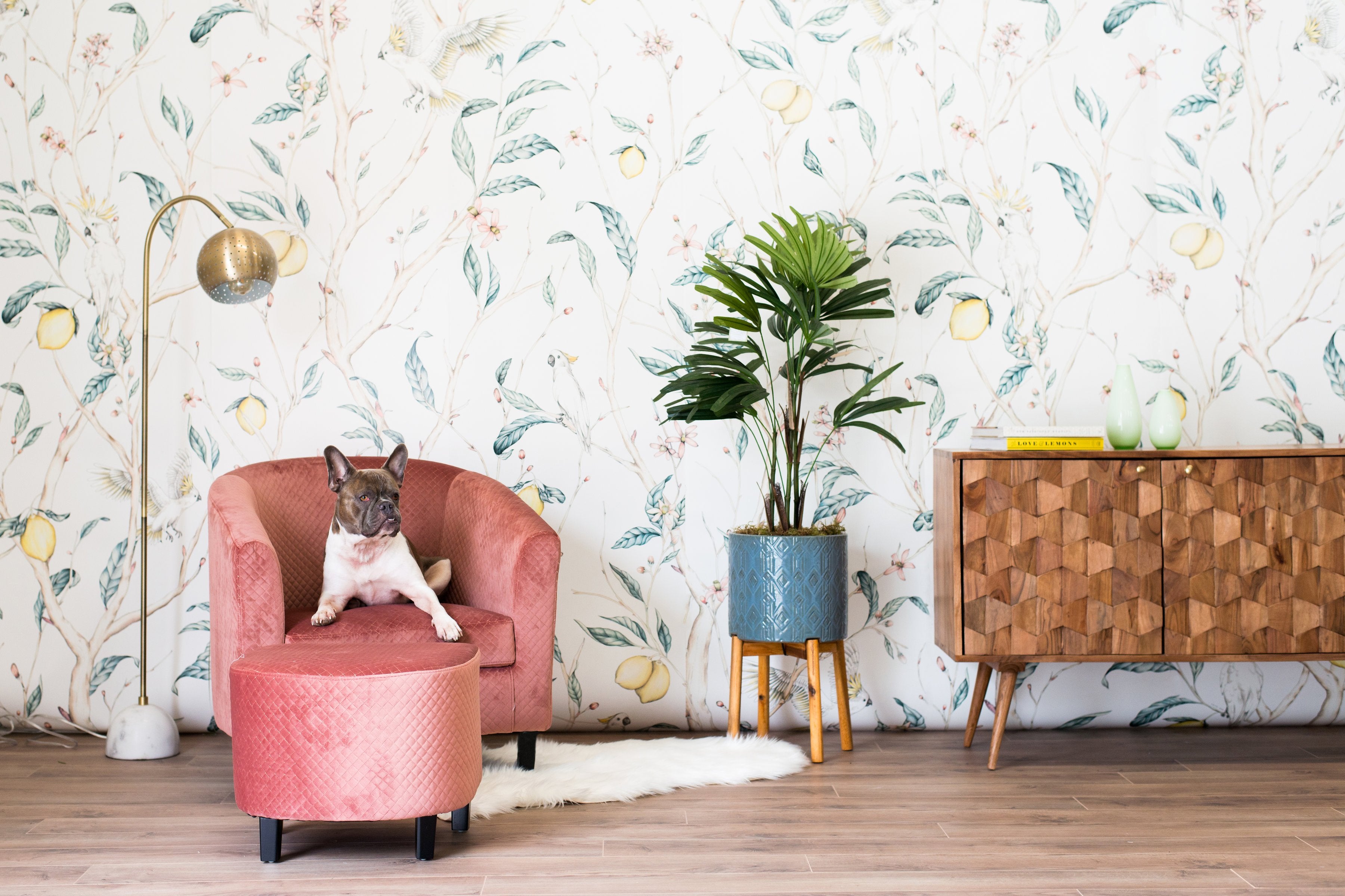 lemons chinoiserie wallpaper