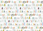 vintage bookshelf wallpaper mural
