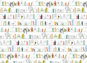 vintage bookshelf wallpaper mural
