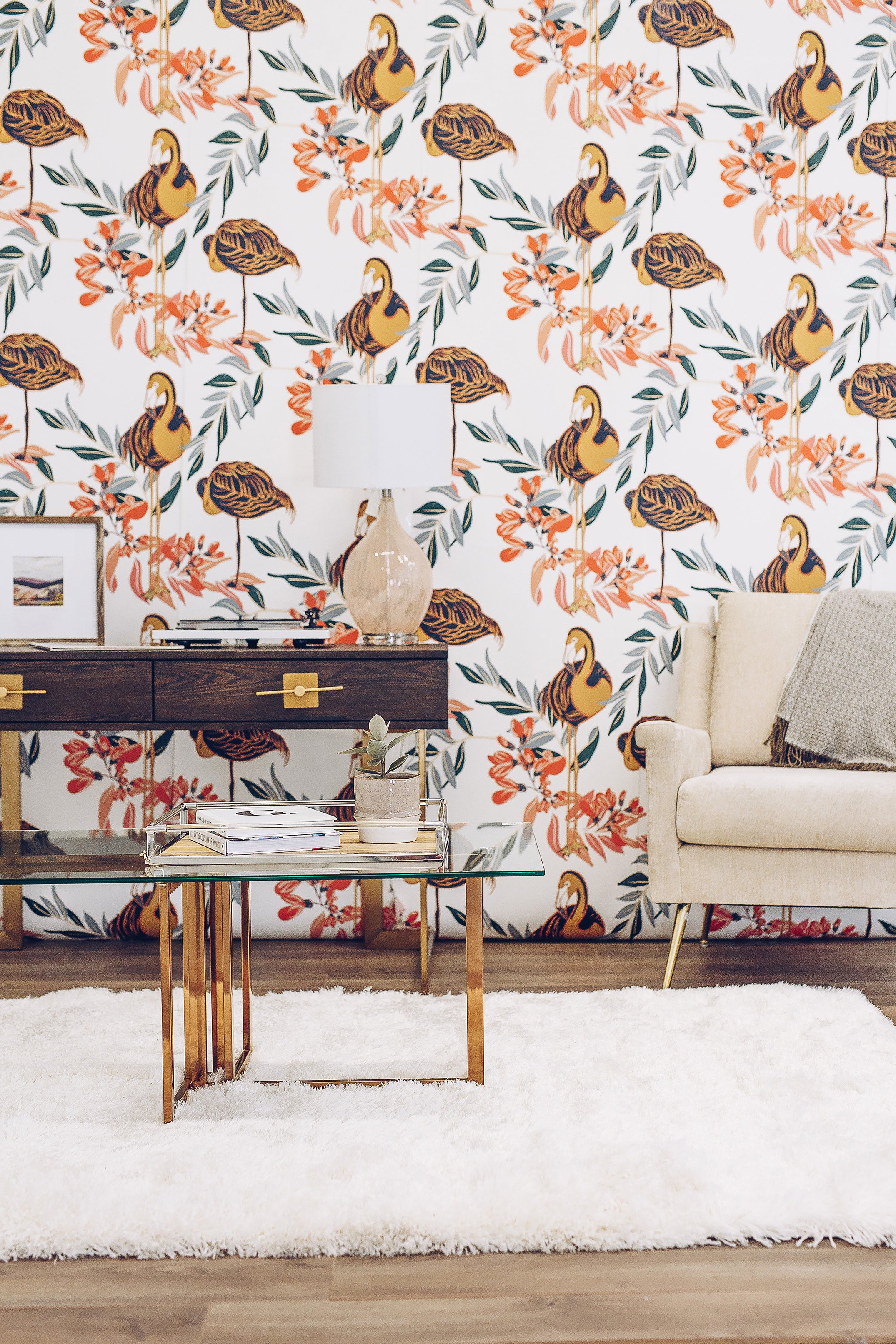 vintage flamingo wallpaper
