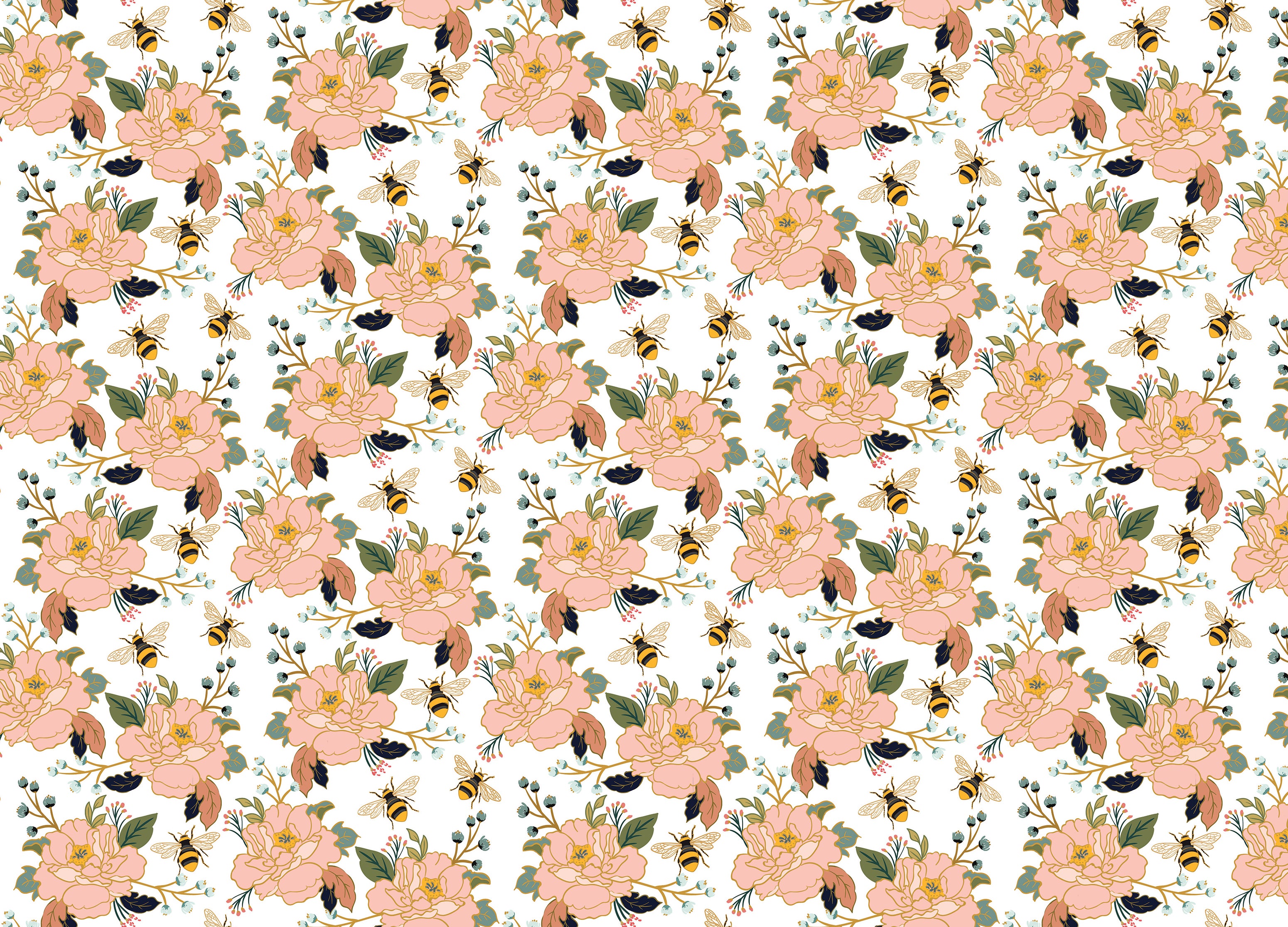 Flower & Honey Bee Wallpaper